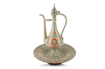 Lot 145 - A LARGE OTTOMAN STYLE POTTERY EWER AND ITS...