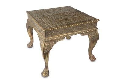 Lot 249 - A RECTANGULAR INDIAN BRASS LOW TABLE  Baroda,...