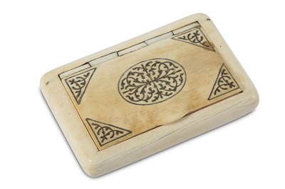 Lot 129 - A CAUCASIAN IVORY TOBACCO BOX Possibly...