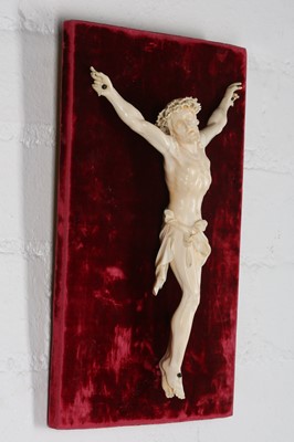 Lot 32 - A 19TH CENTURY CARVED IVORY CORPUS CHRISTI the...