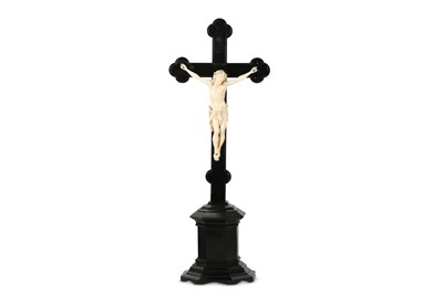 Lot 37 - A 19TH CENTURY CARVED IVORY AND EBONY...