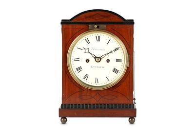 Lot 265 - A SMALL REGENCY MAHOGANY AND INLAID FUSEE...