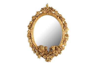 Lot 151 - A 19TH CENTURY GILTWOOD AND GESSO OVAL...