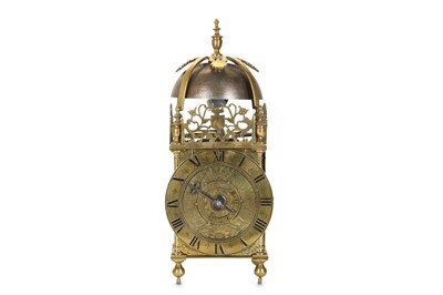 Lot 255 - A 17TH CENTURY ENGLISH BRASS LANTERN CLOCK...
