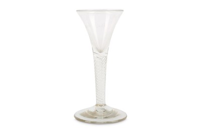 Lot 211a - A RARE ENGRAVED AIR TWIST WINE GLASS, dated...