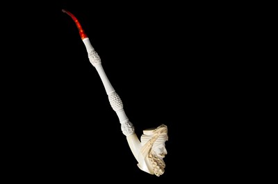 Lot 114 - A 19TH CENTURY MEERSCHAUM PIPE CARVED IN THE...