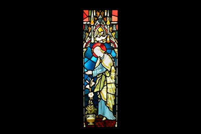 Lot 118 - A PAIR OF 19TH CENTURY STAINED AND LEADED...