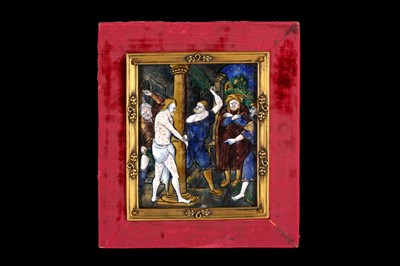 Lot 113 - A 16TH CENTURY LIMOGES ENAMEL PLAQUE DEPICTING...