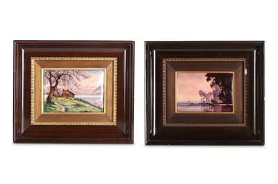 Lot 138 - A PAIR OF 20TH CENTURY LIMOGES ENAMEL PANELS...