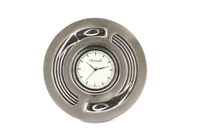 Lot 215 - A FRENCH CHRISTOFLE SILVERED METAL DESK CLOCK...