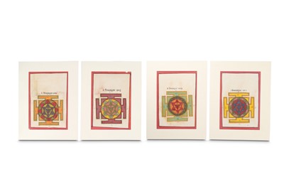 Lot 208 - FOUR JAIN MYSTICAL DIAGRAMS (YANTRA)  Gujarat,...