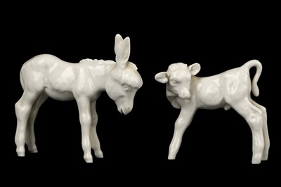 Lot 164 - TWO WHITE-GLAZED MEISSEN PORCELAIN MODELS OF A...