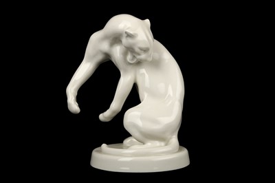 Lot 161 - A WHITE-GLAZED MEISSEN PORCELAIN MODEL OF A...