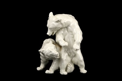 Lot 162 - A WHITE-GLAZED MEISSEN PORCELAIN GROUP OF TWO...