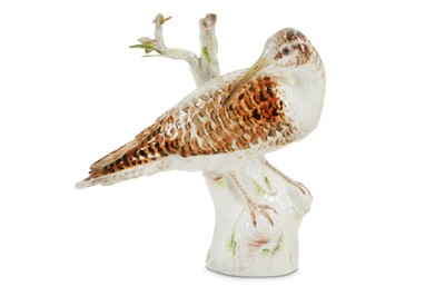 Lot 159 - A GOOD MEISSEN PORCELAIN MODEL OF A SNIPE,...