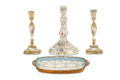 Lot 133 - A SEVRES STYLE GILT-METAL MOUNTED PORCELAIN...