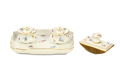 Lot 141 - A MEISSEN PORCELAIN DESK SET, late 19th...