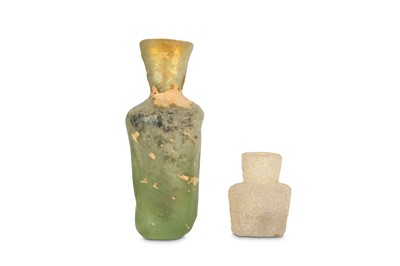 Lot 2 - TWO IRANIAN SMALL CLEAR GLASS BOTTLES ...