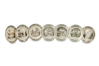 Lot 117 - SEVEN FRENCH CREAMWARE PLATES BY CREIL &...