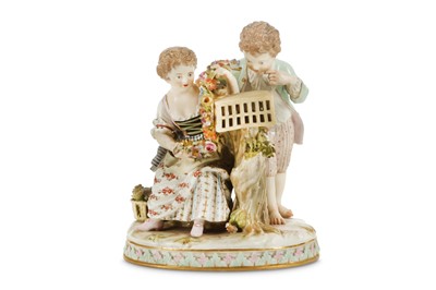 Lot 154 - A MEISSEN PORCELAIN FIGURE GROUP EMBLEMATIC OF...