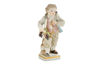 Lot 155 - A MEISSEN PORCELAIN MINIATURE FIGURE OF A BOY...