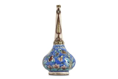 Lot 163 - A QAJAR POTTERY ROSEWATER SPRINKLER  Iran,...