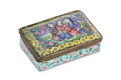 Lot 187a - A SMALL ENAMELLED BOX Qajar Iran, second half...