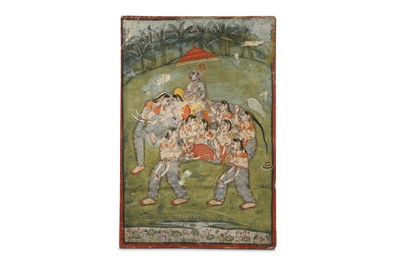 Lot 236 - KRISHNA RIDING A COMPOSITE ELEPHANT Pahari...
