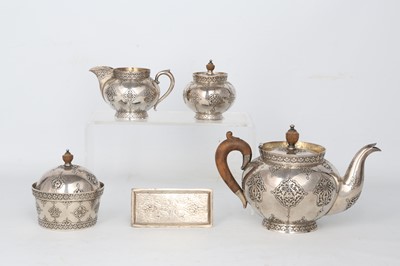 Lot 259 - A SAFAVID-STYLE INCISED KASHMIRI SILVER TEA...