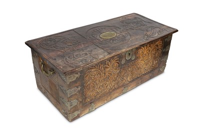 Lot 256 - A COLONIAL INDO-PORTUGUESE TRUNK Possibly...