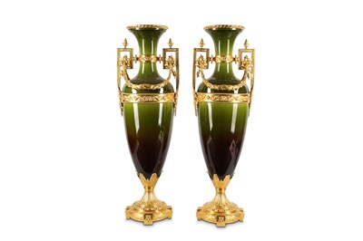Lot 22 - A LARGE PAIR OF LOUIS XVI STYLE PORCELAIN AND...