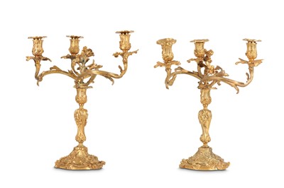 Lot 18 - A PAIR OF LATE 19TH CENTURY FRENCH GILT BRONZE...