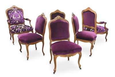 Lot 7 - A SET OF SIX 19TH CENTURY FRENCH WALNUT AND...