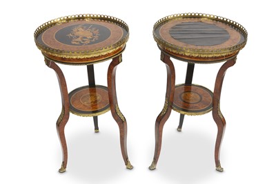 Lot 23 - A PAIR OF AMBOYNA, FRUITWOOD MARQUETRY,...