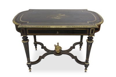 Lot 46 - A MID 19TH CENTURY FRENCH EBONISED, GILT...