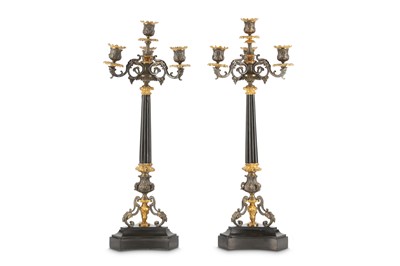 Lot 47 - A PAIR OF LATE 19TH CENTURY GILT AND PATINATED...