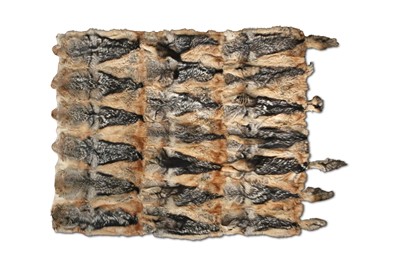 Lot 43 - A CANADIAN TWELVE SKIN COYOTE FUR RUG / THROW
