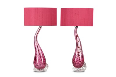 Lot 35 - A PAIR OF PORTA ROMANA GLASS LAMP BASES of...