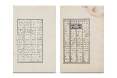 Lot 224 - TWO LOOSE FOLIOS FROM THE SHAHNAMEH BY...