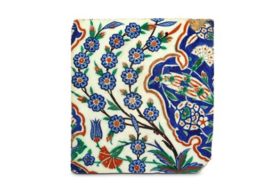 Lot 80 - AN IZNIK POTTERY TILE  Ottoman Turkey, late...