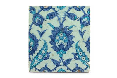 Lot 83 - AN IZNIK POTTERY TILE  Ottoman Turkey, late...