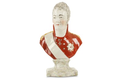 Lot 116 - A STAFFORDSHIRE POTTERY BUST OF TSAR ALEXANDER...