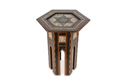 Lot 100 - A SMALL HARDWOOD MOTHER-OF-PEARL-INLAID...