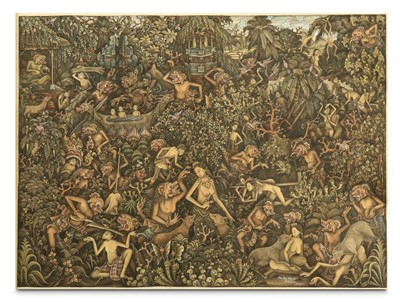 Lot 246 - A GROTESQUE NIGHT SCENE WITH MONSTERS  Batuan...