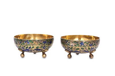Lot 279 - TWO PARCEL-GILT ENAMELLED SILVER SALTS Lucknow,...