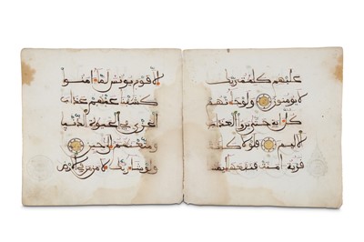 Lot 30 - A LOOSE BIFOLIO FROM A MAGHRIBI QUR'AN ...