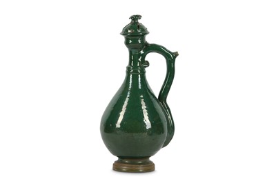 Lot 160 - A GREEN-GLAZED POTTERY WATER JUG Iran, 18th...