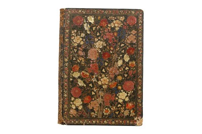 Lot 202 - A KASHMIRI LACQUER PAPIER-MÂCHÉ BOOK COVER...