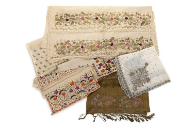 Lot 102 - * A GROUP OF SIX OTTOMAN EMBROIDERED TOWELS  ...