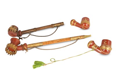 Lot 99 - * FOUR TOPHANE POTTERY PIPES   Ottoman Turkey,...